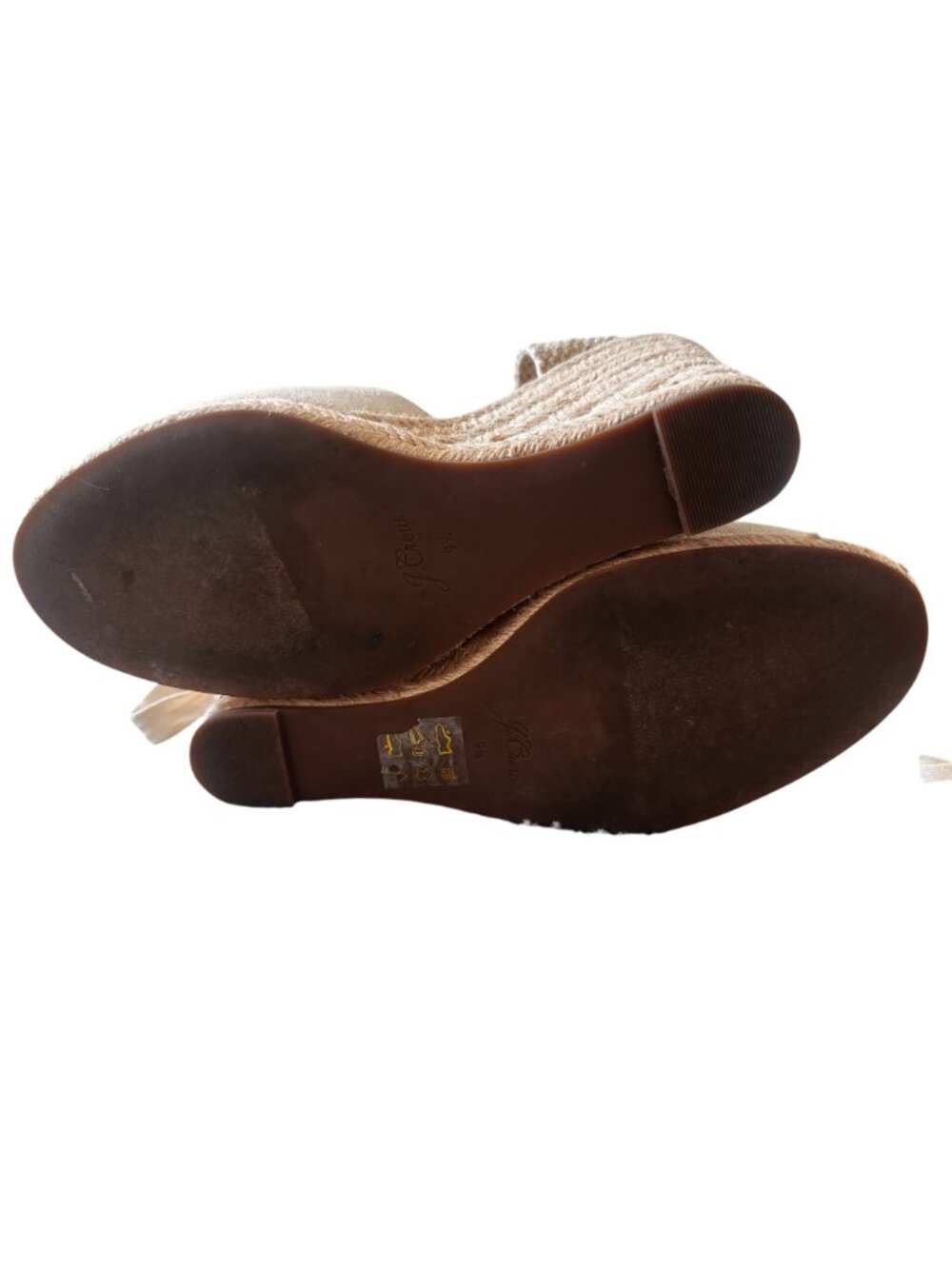JCREW Lace Up High Heels Espadrille Womens 9.5 Beige Wedge Coastal Comfort Beach - Picture 4 of 13